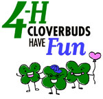 4-H Cloverbuds have fun graphic with three smiling clovers